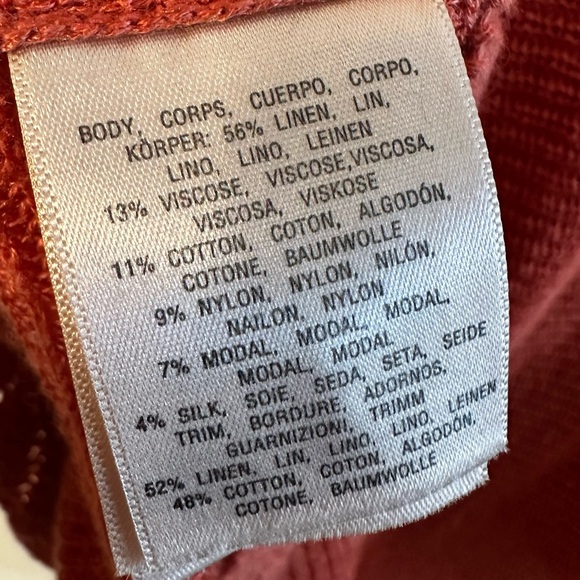 MOTH Anthropologie Senna Pullover Burnt Orange Pointelle Knit Scoop Neck Medium - Picture 9 of 10